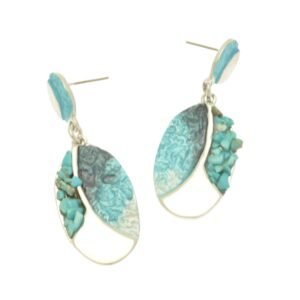 Miss Milly - Turquoise Oval Stone Chip Earrings (FE786TQ) SALE