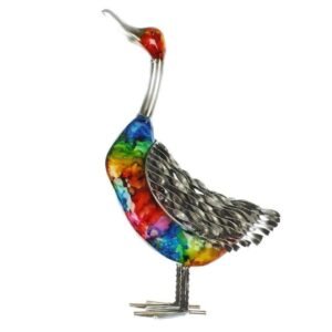Country Living Hand Painted Multi Coloured Standing Metal Duck