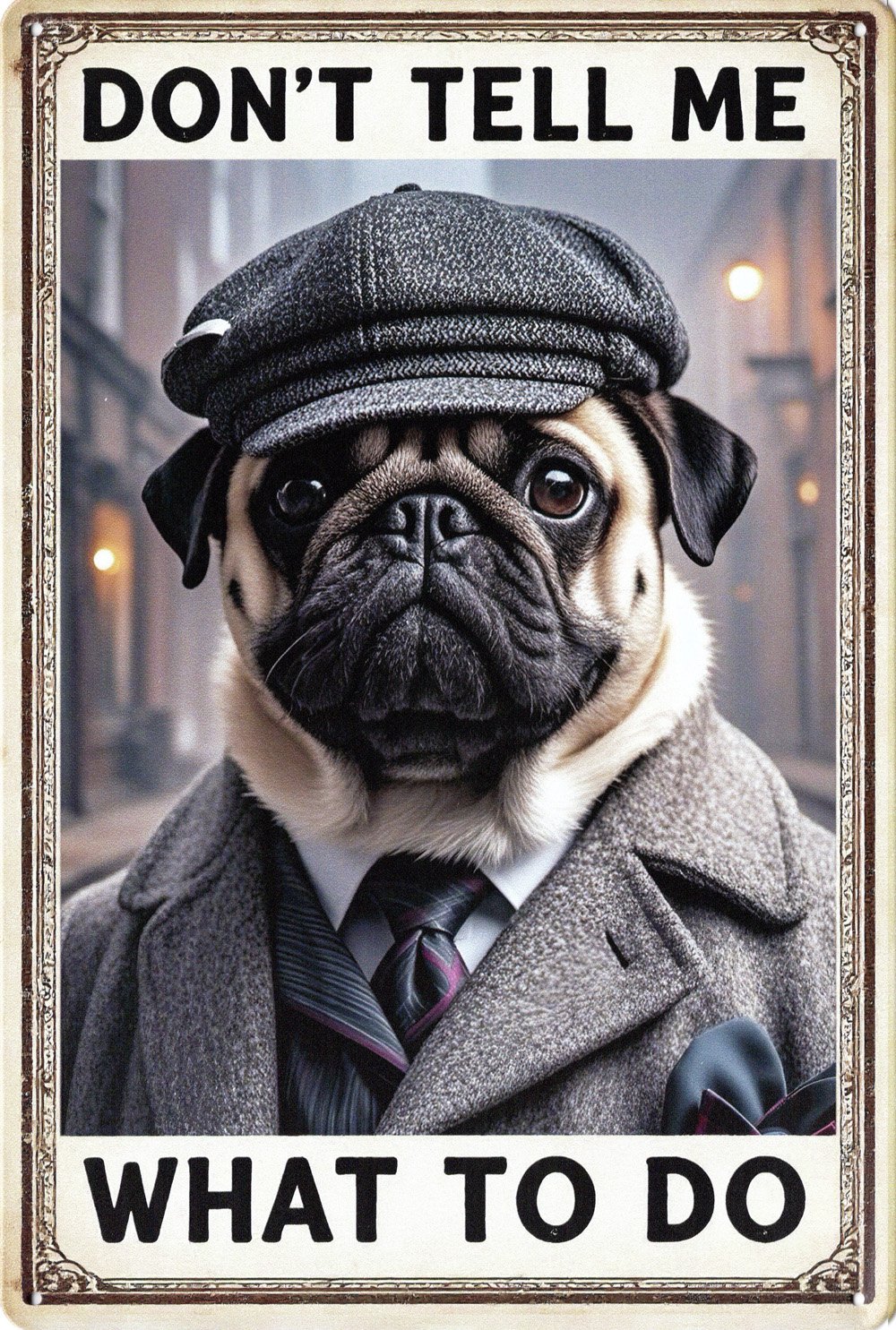 Animal Metal Sign Pug